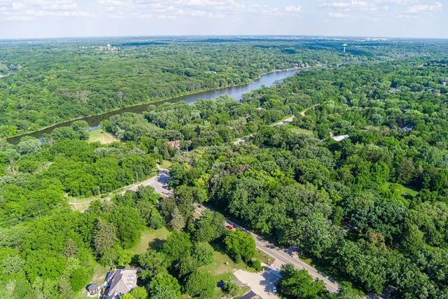 a view of a green field with lots of bushes
