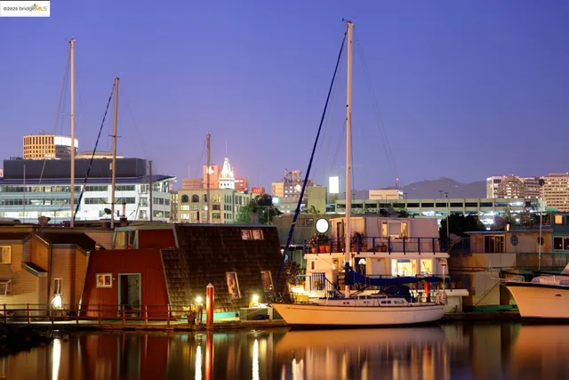 a view of a lake and yard