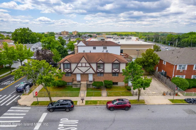an aerial view of a house