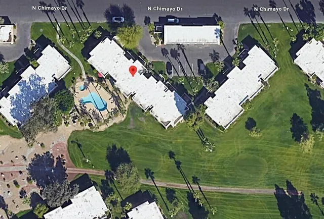 an aerial view of a house