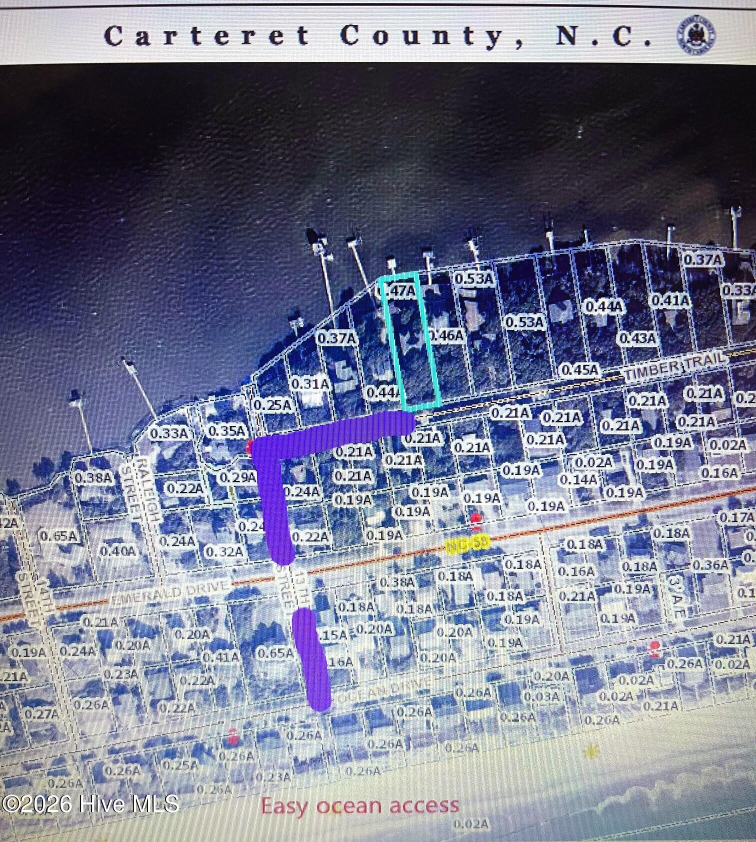 1206 Timber Trail Emerald Isle, NC 28594 - Photo 37 of 39 GIS map showing route to ocean access. Short walk