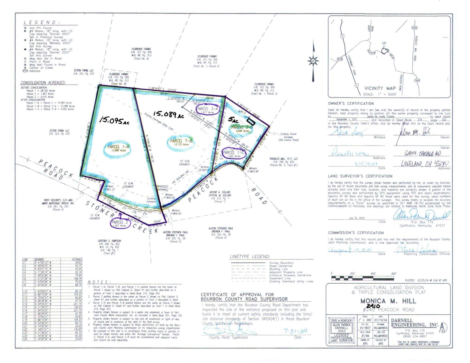 2410 Peacock Road Paris, KY 40361 - Photo 39 of 39 2410 Peacock - Plat for 3 Lots