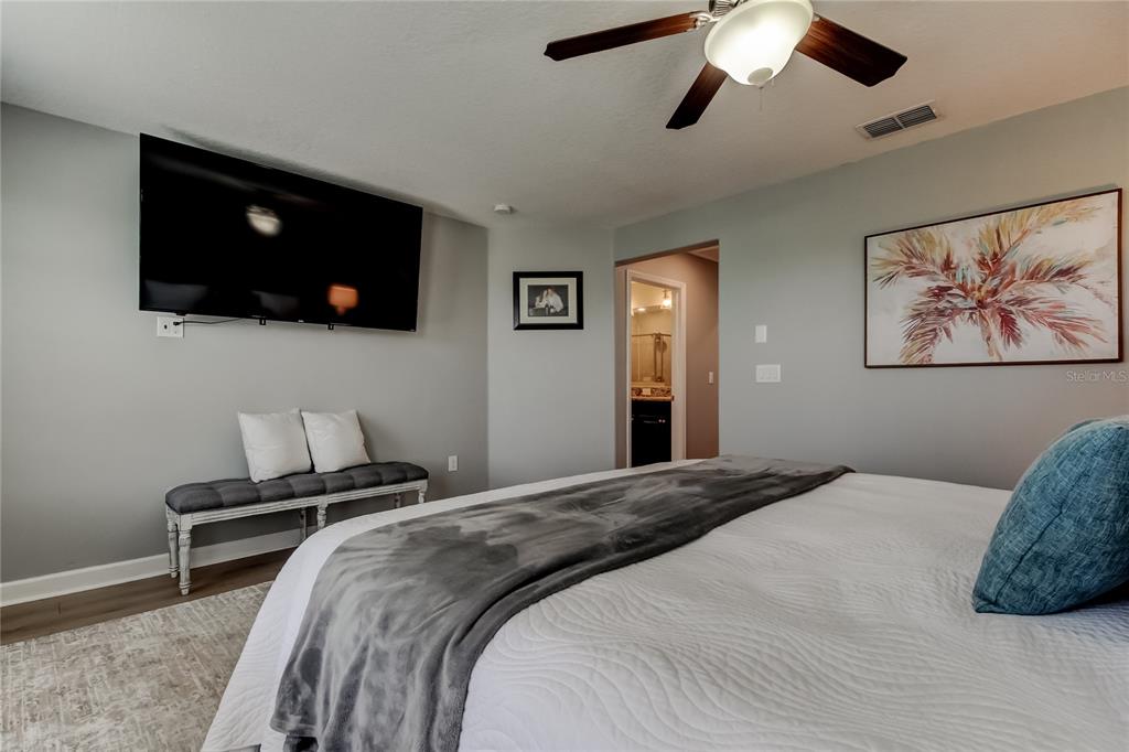 10141 Newminster Loop Ruskin, FL 33573 - Photo 57 of 77 a bedroom with a bed and a flat screen tv