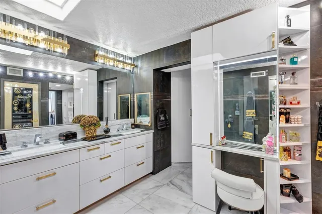 a kitchen with lots of counter top space