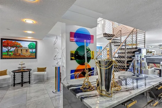 a city view with tall buildings