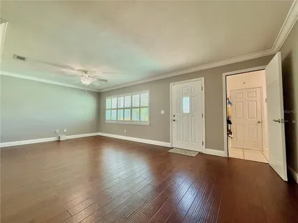 a view of a slide with sitting area