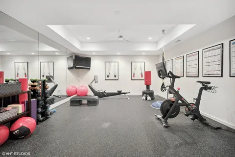 a view of a room with gym equipment