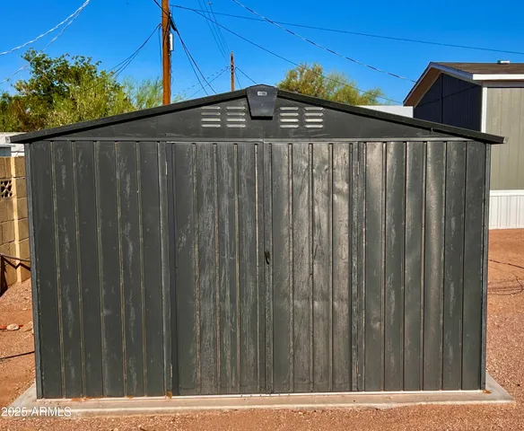 a view of a black gate