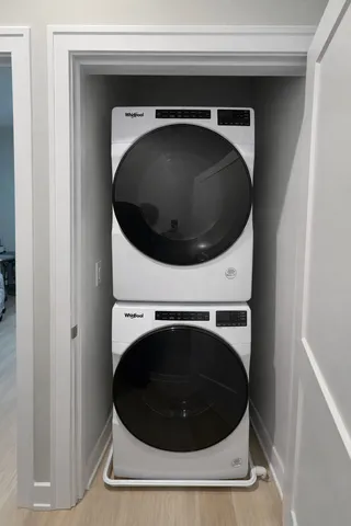 a utility room with a washer and dryer