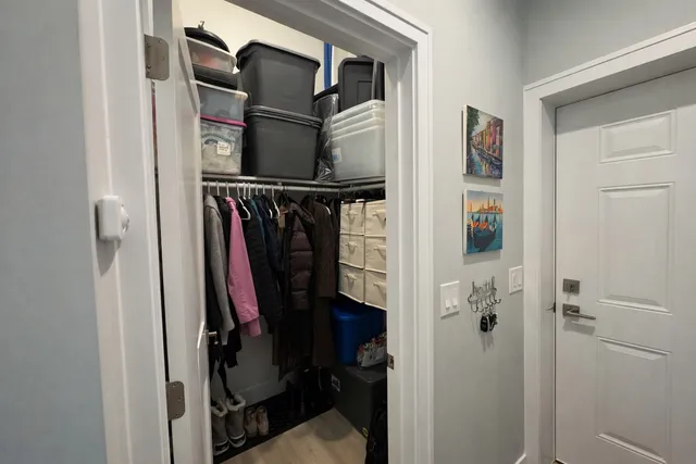 a close view of walk in closet