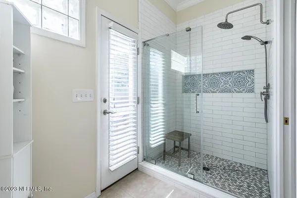a bathroom with a shower