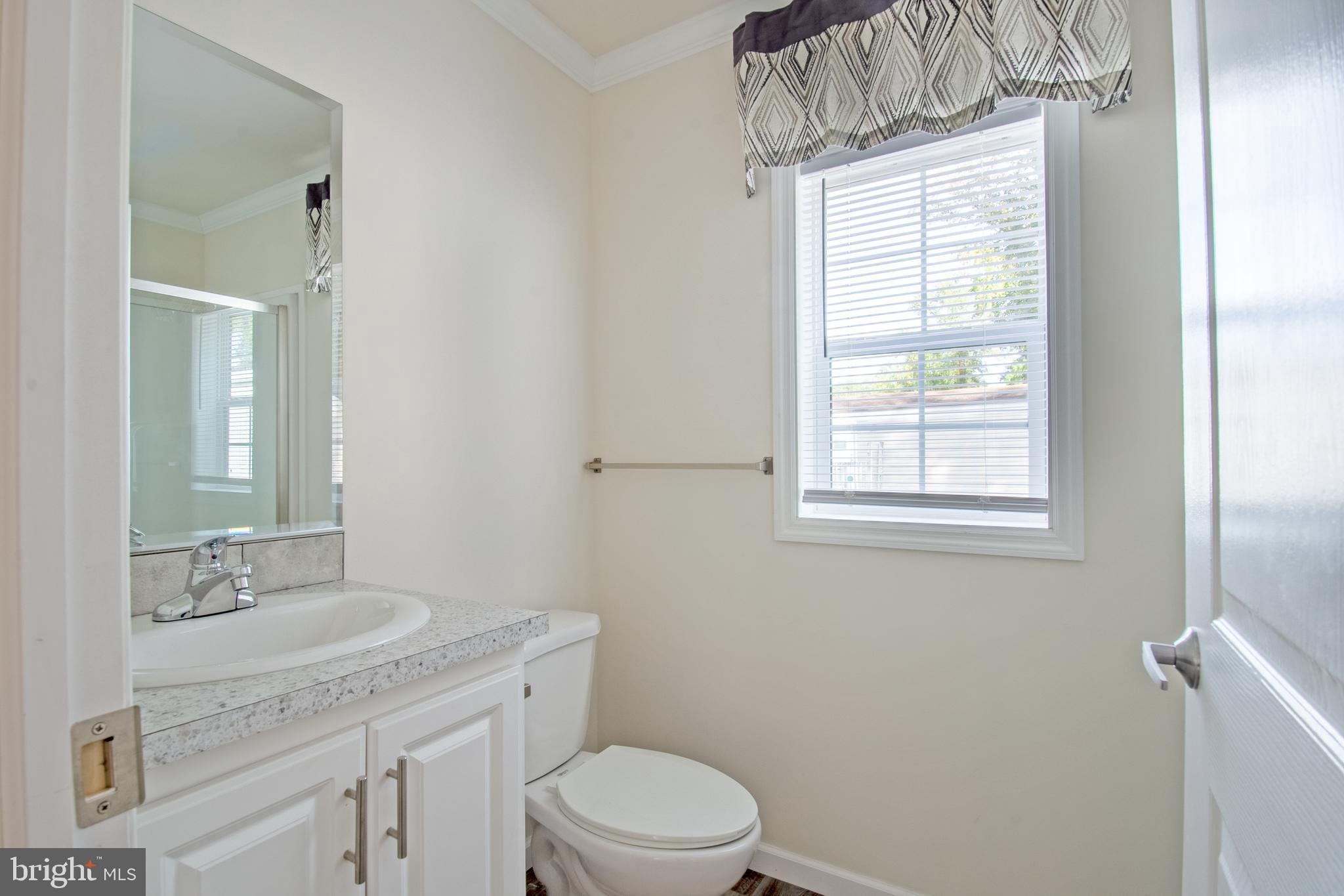 91 Longbow Lane Hartly, DE 19953 - Photo 12 of 21 a bathroom with a granite countertop sink a toilet and with mirror
