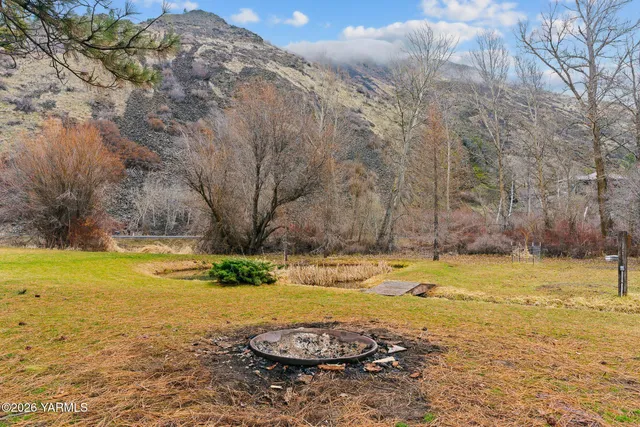 a view of a yard with an outdoor space