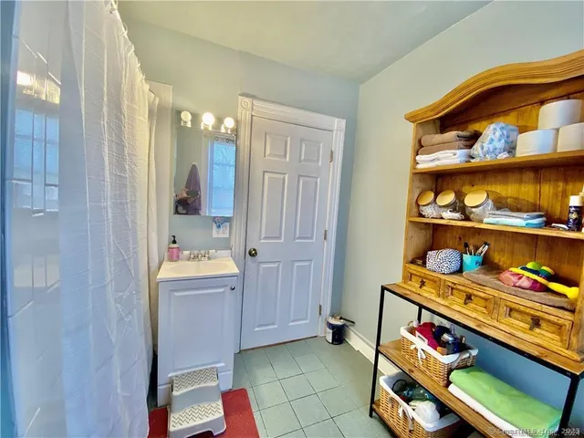 a view of room with shelves
