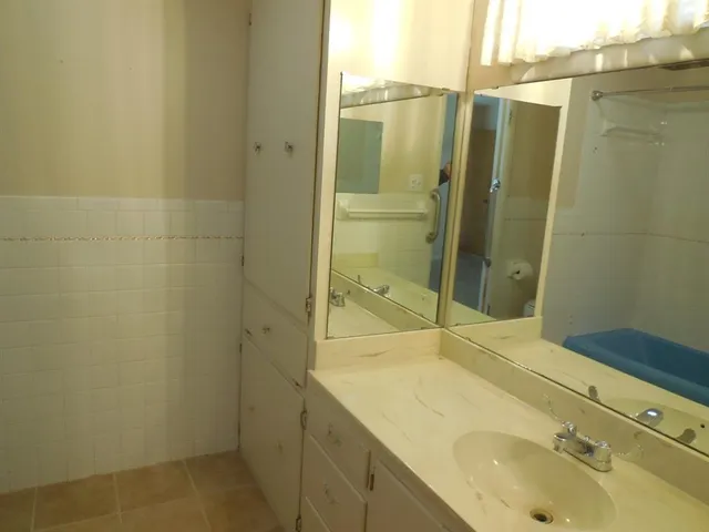 a bathroom with a shower and a sink