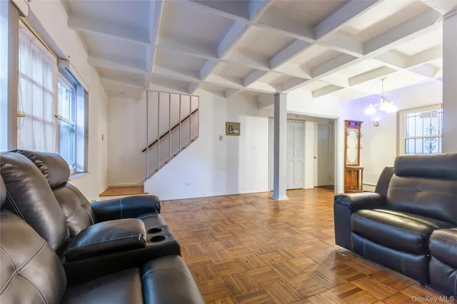 a living room with furniture and a couch