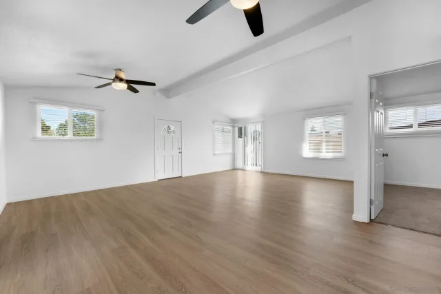 an empty room with windows