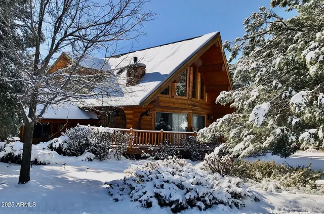 a front view of a house with a yard covered with snow