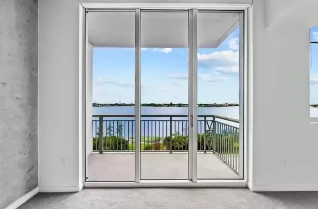 a view of a glass door
