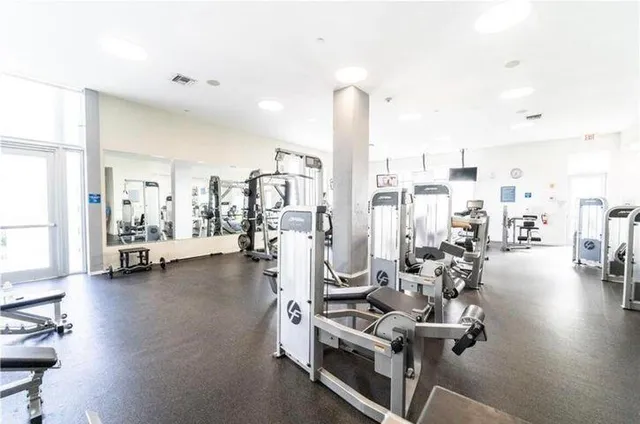 a view of a room with gym equipment