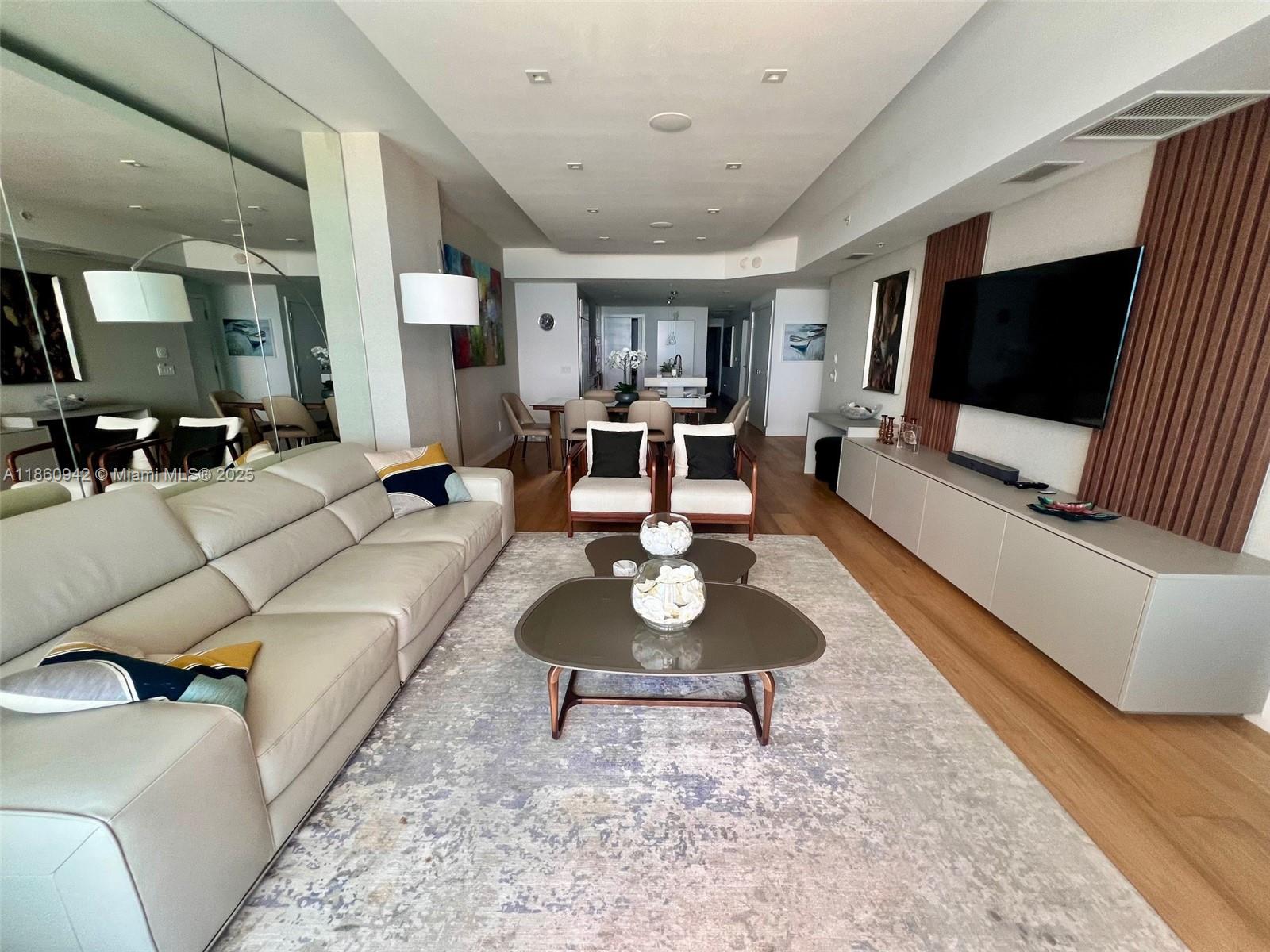 3801 Collins Avenue, Unit 705 Miami Beach, FL 33140 - Photo 4 of 18 a living room with furniture and a flat screen tv