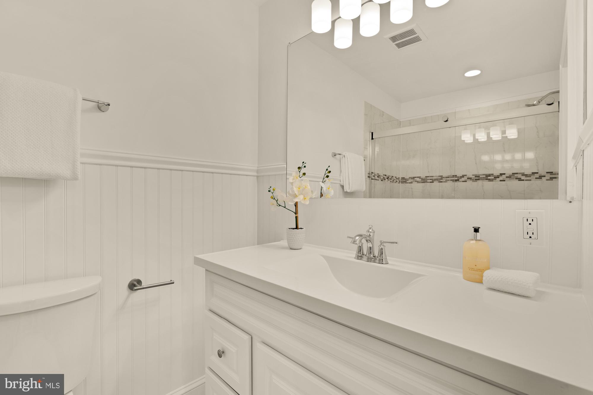 2425 Perry Street Northeast Washington, DC 20018 - Photo 20 of 43 a bathroom with a sink a toilet and a mirror