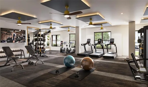 a view of a room with gym equipment