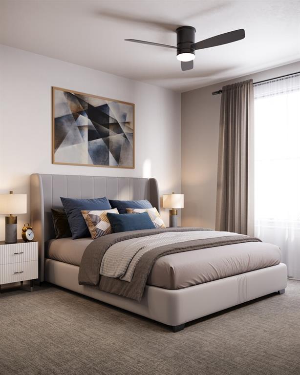 3753 Austell Road, Unit C1 Marietta, GA 30008 - Photo 4 of 16 a bedroom with bed and a chandelier