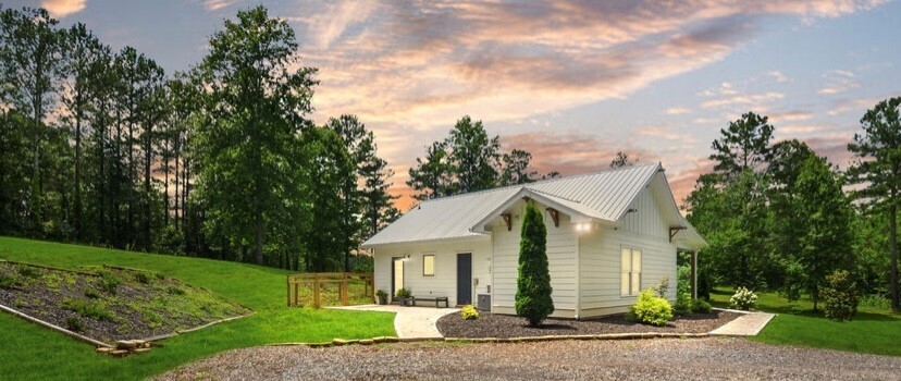 front view of a house with a yard