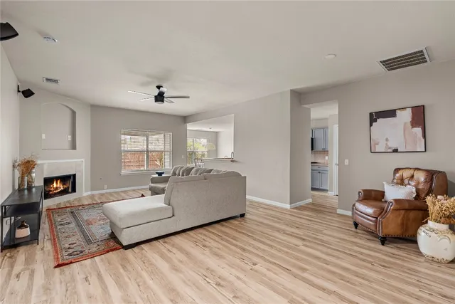 a bedroom with a bed and a table