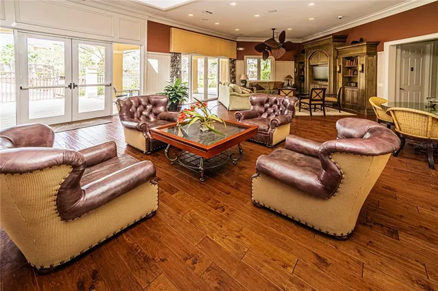 a room with gym equipment and windows