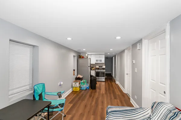 a view of a living room and dining room