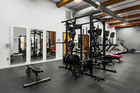 a view of a room with gym equipment