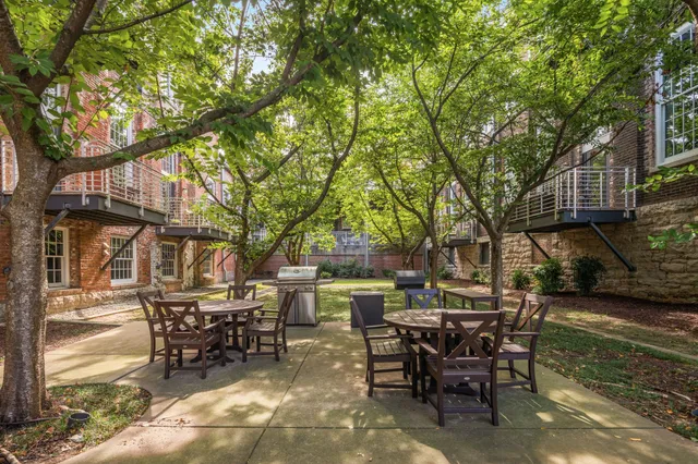 a view of a outdoor space with a table and chairs