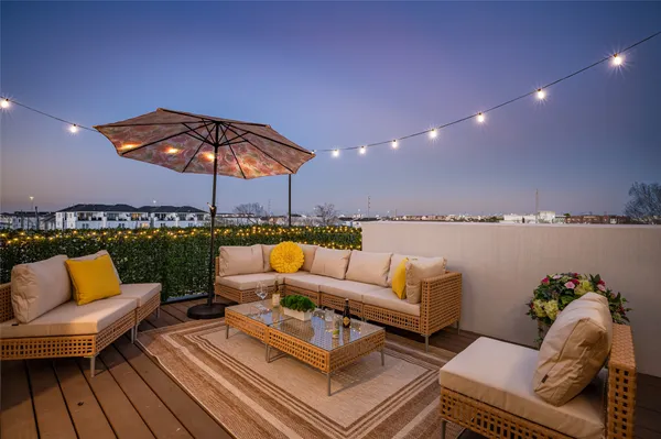 a terrace view with seating space