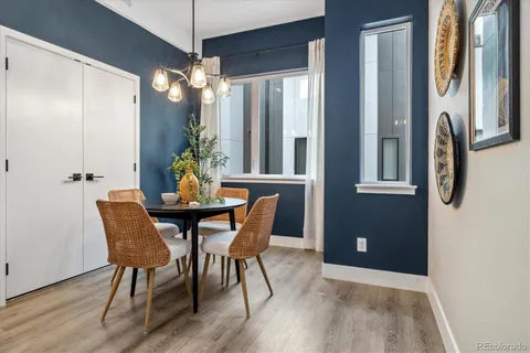 a balcony view with a seating space