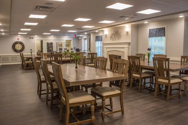 a view of a dining area with furniture