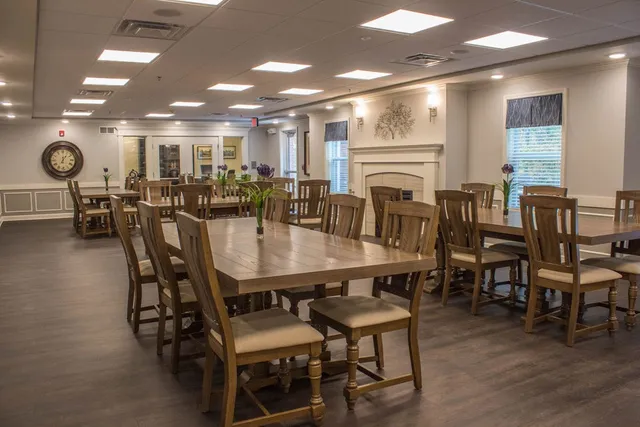a view of a dining area with furniture