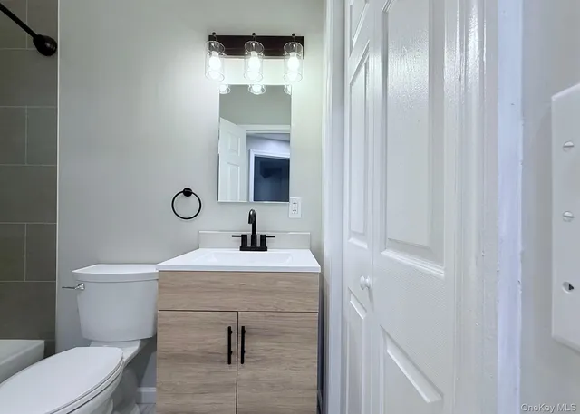 a bathroom with a sink toilet and vanity