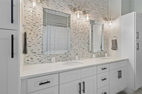 a view of a room with windows