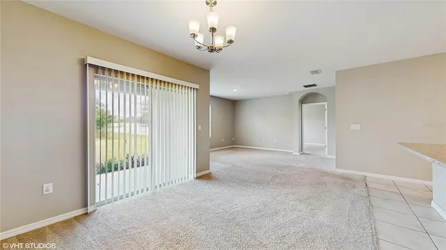 a view of a livingroom with a chandelier