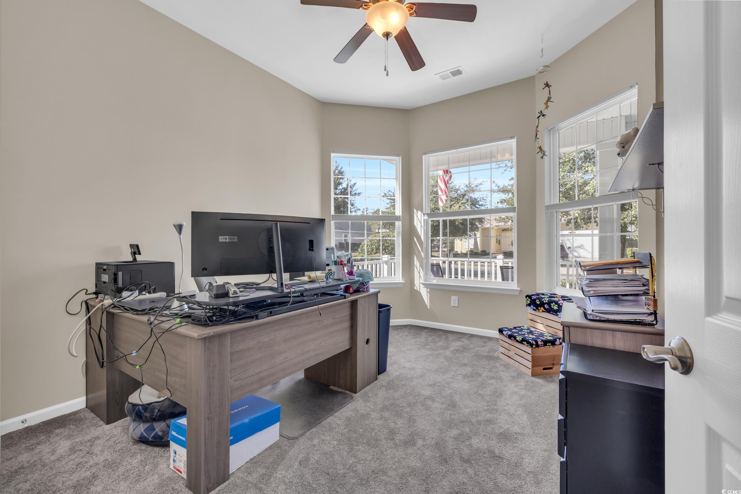 138 Sugar Loaf Lane Murrells Inlet, SC 29576 - Photo 10 of 38 Carpeted home office featuring ceiling fan