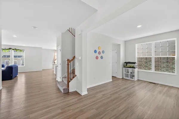 a view of livingroom with furniture and wooden floor