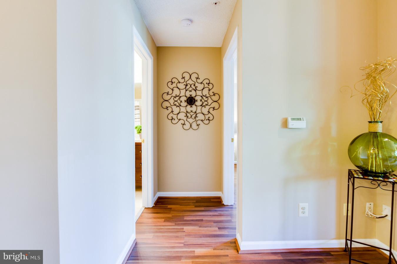 12016 Taliesin Place, Unit 34 Reston, VA 20190 - Photo 15 of 30 a view of a hallway with wooden floor and a potted plant