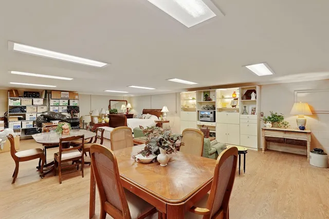 a view of a street with a tree