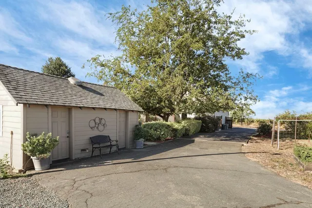 a view of a lake from a yard