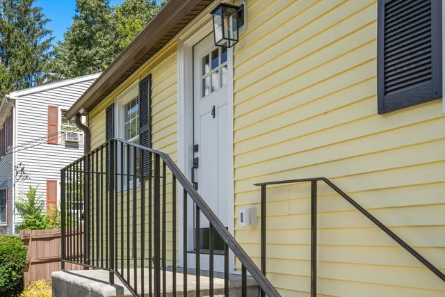 a view of a yard with large trees