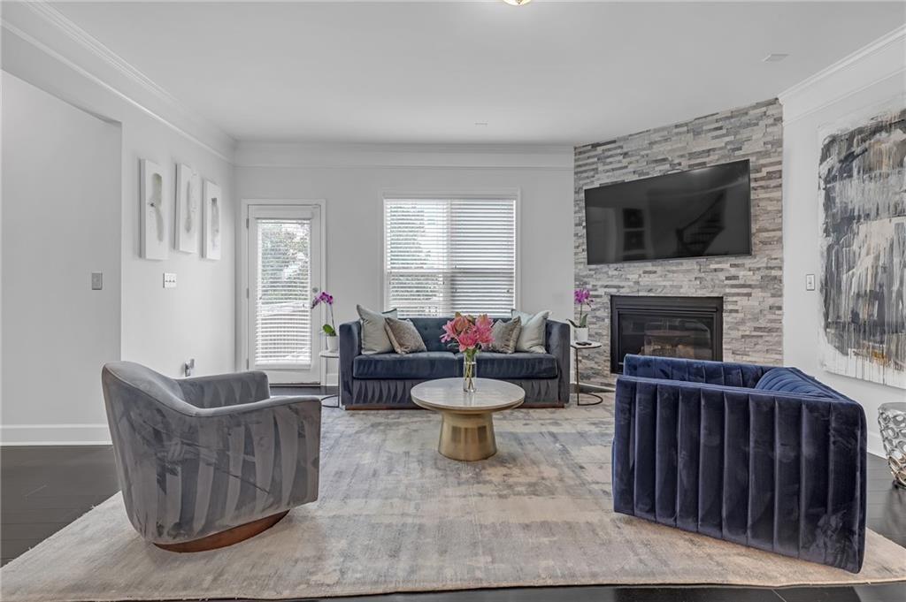 6513 Bennington Bluff Court, Unit 2 Mableton, GA 30126 - Photo 6 of 41 a living room with furniture and a fireplace