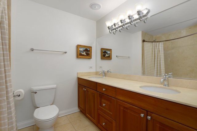2651 West Rice Street Chicago, IL 60622 - Photo 14 of 20 a spacious bathroom with a toilet a sink a mirror a window and vanity