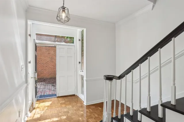 a view of an entryway with staircase